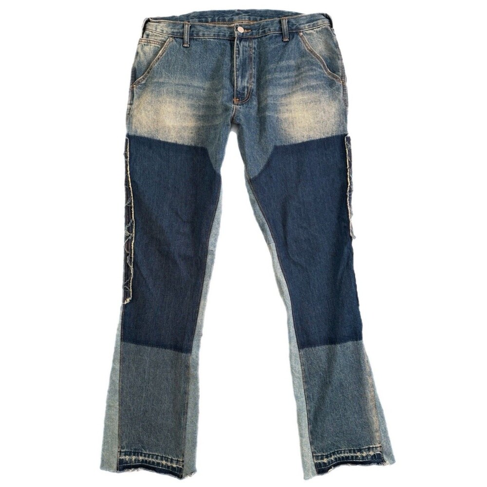 Mnml Jeans Patchwork Frayed Distressed Denim Carpenter Men’s Jeans Size 36